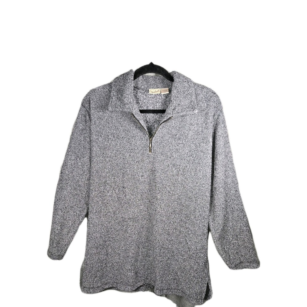 Woolrich Women's Medium Gray Quarter Zip Fleece Pullover Outdoor Sweater
